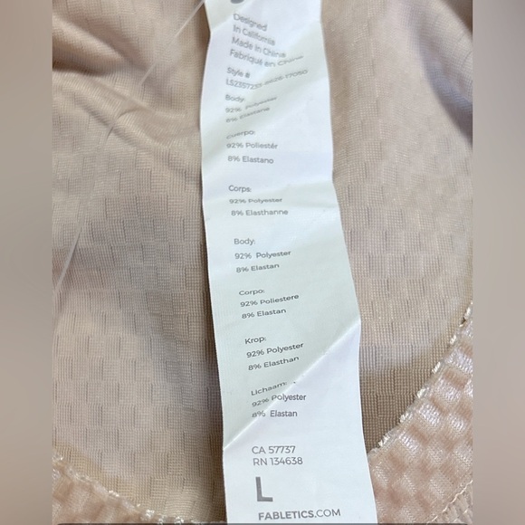 Fabletics Velour Seamed L/S Top‎ Natural Blush Size Large - Picture 7 of 7